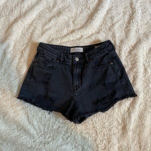 black denim shorts